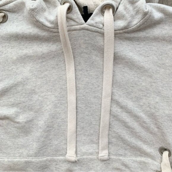 KENDALL & KYLIE Hoodie Sweater Hoody Bell Sleeve Cropped Pullover Oatmeal - Picture 10 of 16